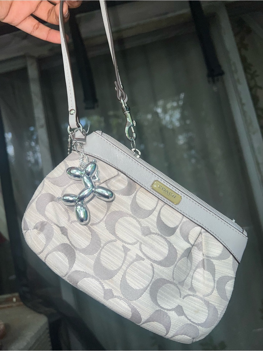 Coach Signature Wristlet in Light Gray